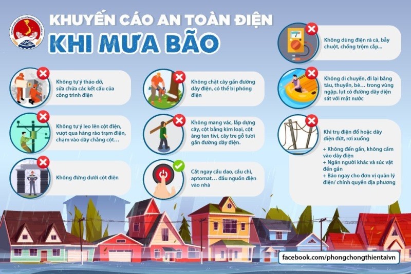 Tuyên truyền an toàn khi sử dụng điện trong mùa mưa bão