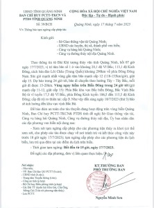 Ban Chỉ huy PCTT - TKCN và PTDS tỉnh Quảng Ninh thông báo tạm ngừng cấp phép tàu